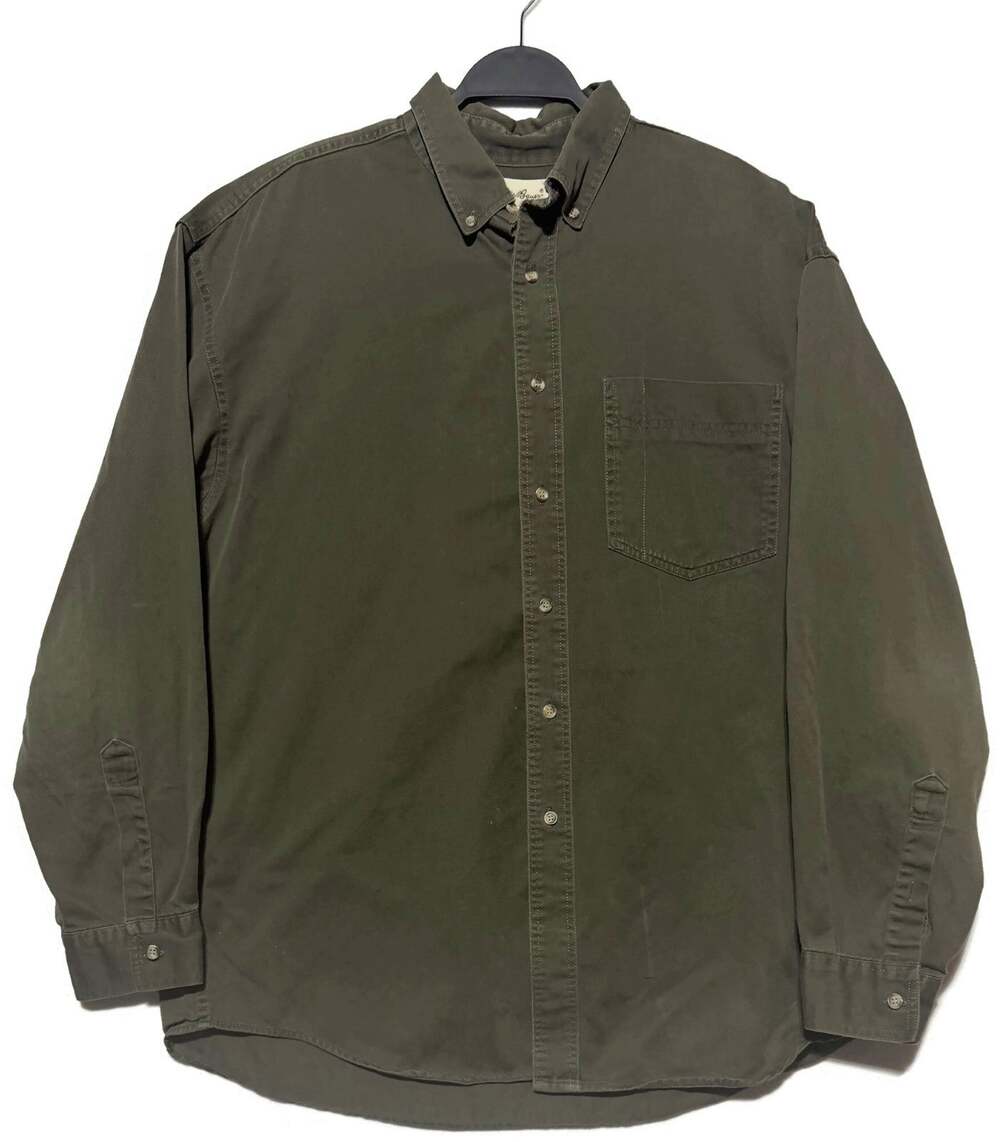Eddie Bauer Men's XL Green Long Sleeve Button Down Shirt Cotton Outdoor Regular